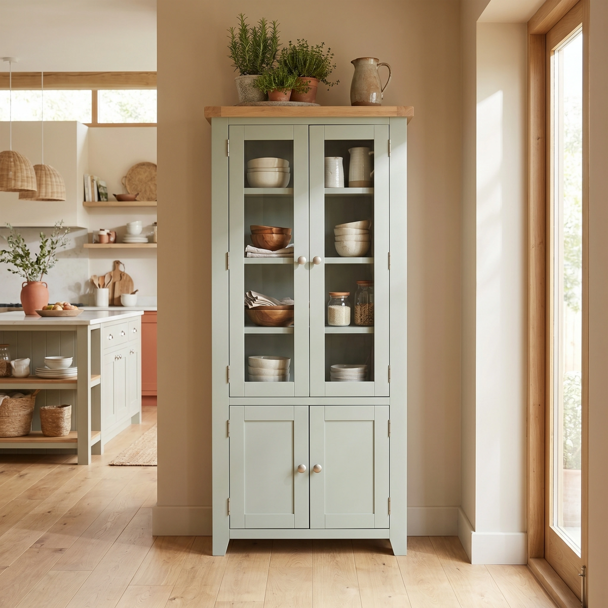 Burford Display Cabinet in Sage Green image 0