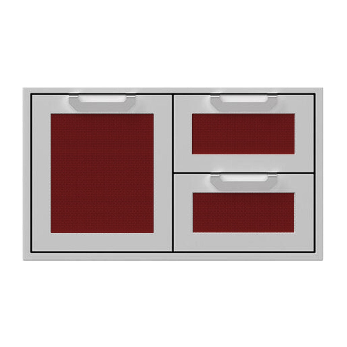 Hestan 36-Inch Double Drawer and Storage Door Combination w/ Recessed Marquise Accent Panel in Burgundy - AGSDR36-BG image 0