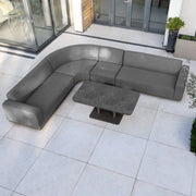 Luna Outdoor Fabric Large Curved Corner Sofa Set with Altura Rising Table in Grey image 1