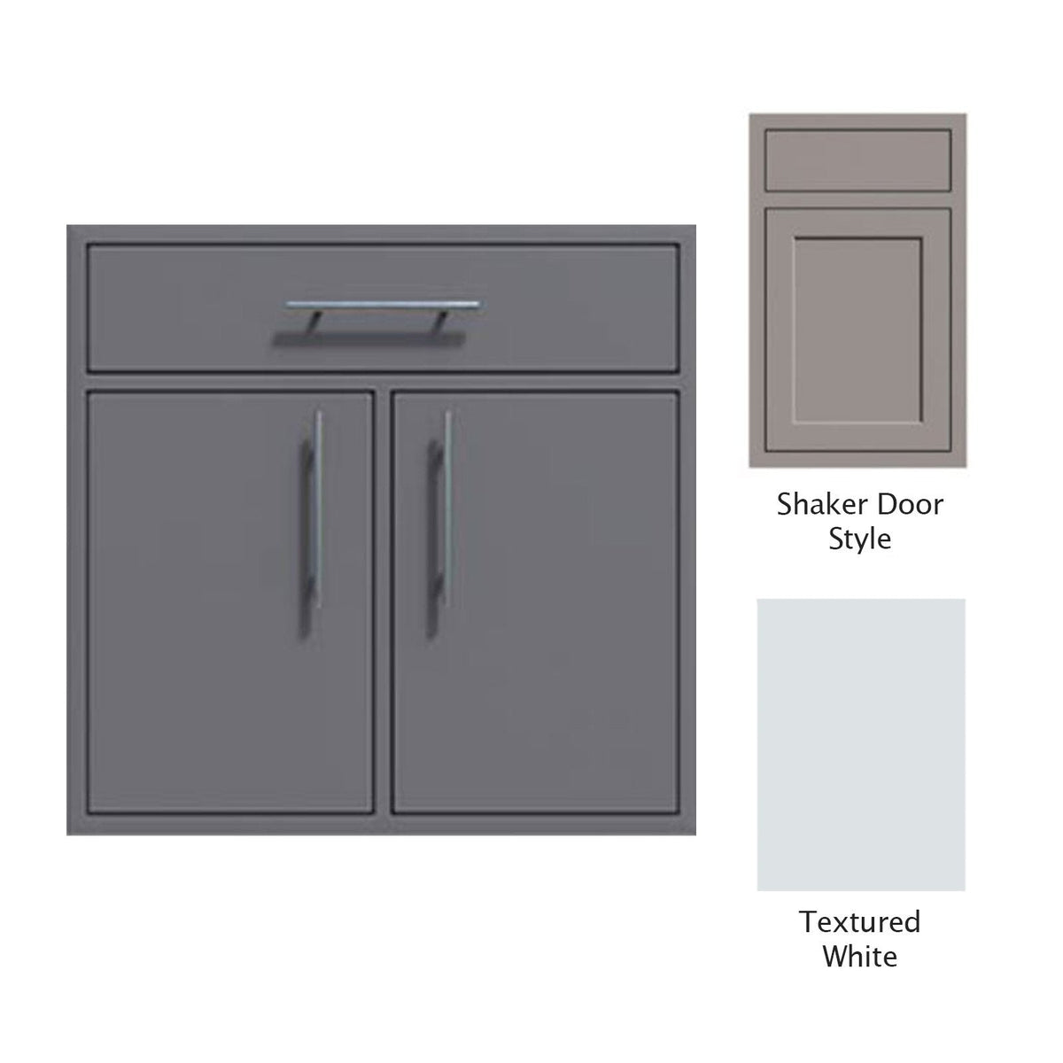 Canyon Series Shaker Style 30"w by 29"h Double Door, Drawer Enclosure w/ Adj. Shelf In Textured White - CAN009-F01-Shaker-TexturedWhite image 0