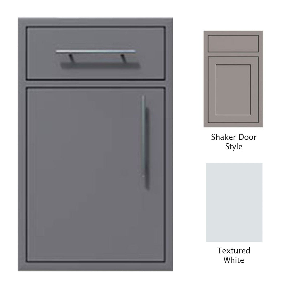 Canyon Series Shaker Style 24"w by 29"h Single Door, Drawer Enclosure w/ Adj. Shelf (Left Hinge) In Textured White - CAN005-F01-Shaker-LftHng-TexturedWhite image 0
