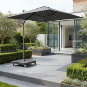 Glow Challenger T2 3m Square Cantilever Parasol in Anthracite with 90kg Granite Base image 1
