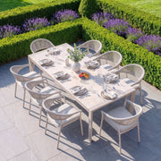 Cloverly 8 Seat Dining Set with Ravona Extending Table in Latte image 0