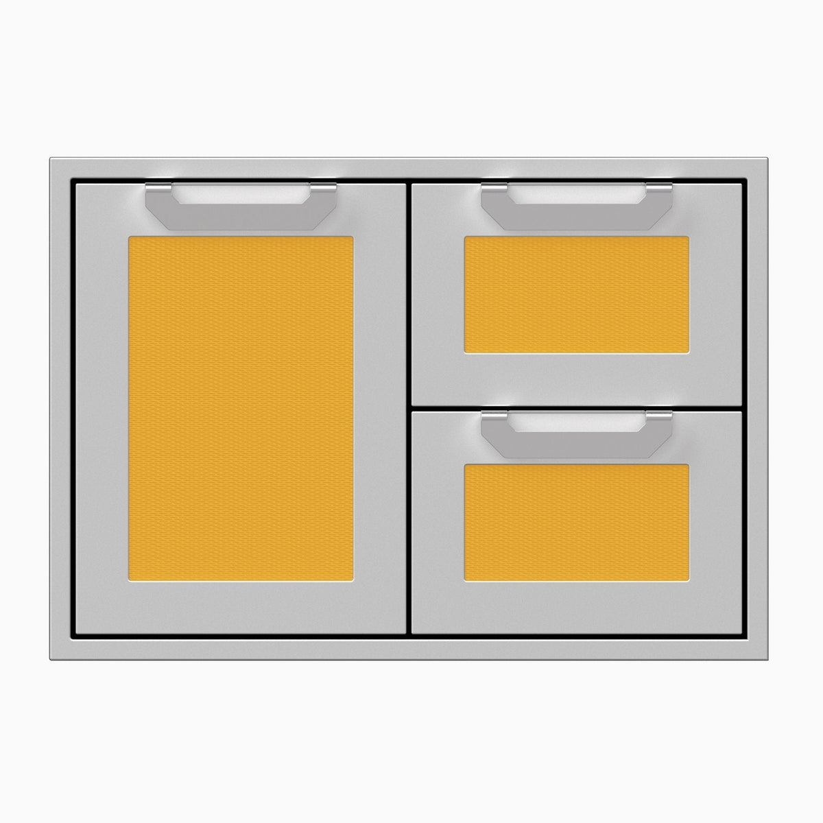 Hestan 30-Inch Double Drawer and Storage Door Combination w/ Recessed Marquise Accent Panel in Yellow - AGSDR30-YW image 0