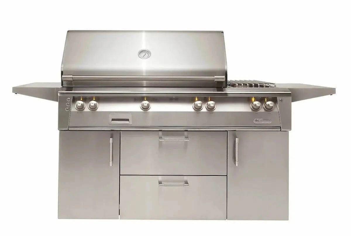 Alfresco ALXE 56" Gas BBQ Grill with Side Burner on Cart image 0