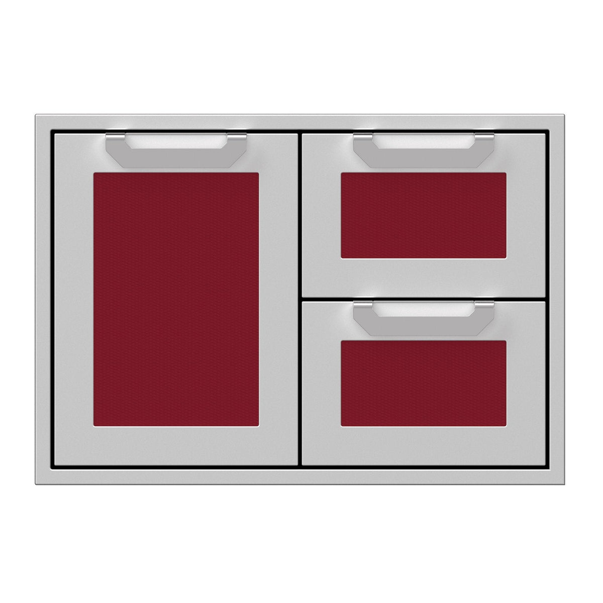 Hestan 30-Inch Double Drawer and Storage Door Combination w/ Recessed Marquise Accent Panel in Burgundy - AGSDR30-BG image 0