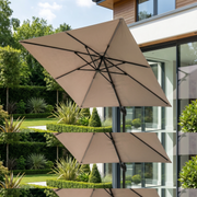 Glow Challenger T2 3m Square Cantilever Parasol in Taupe with 90kg Granite Base image 1