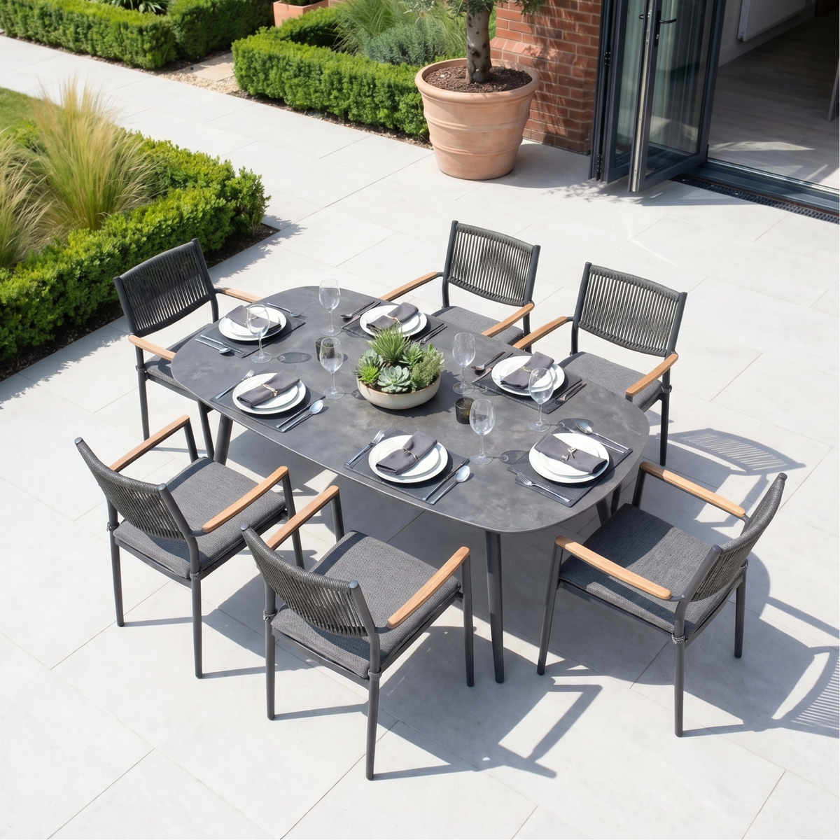 Tellaro 6 Seat Oval Dining Set in Grey image 0