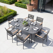 Tellaro 6 Seat Oval Dining Set in Grey image 0