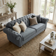 Chesterfield 2 Seat Velvet Sofa in Steel Grey image 1