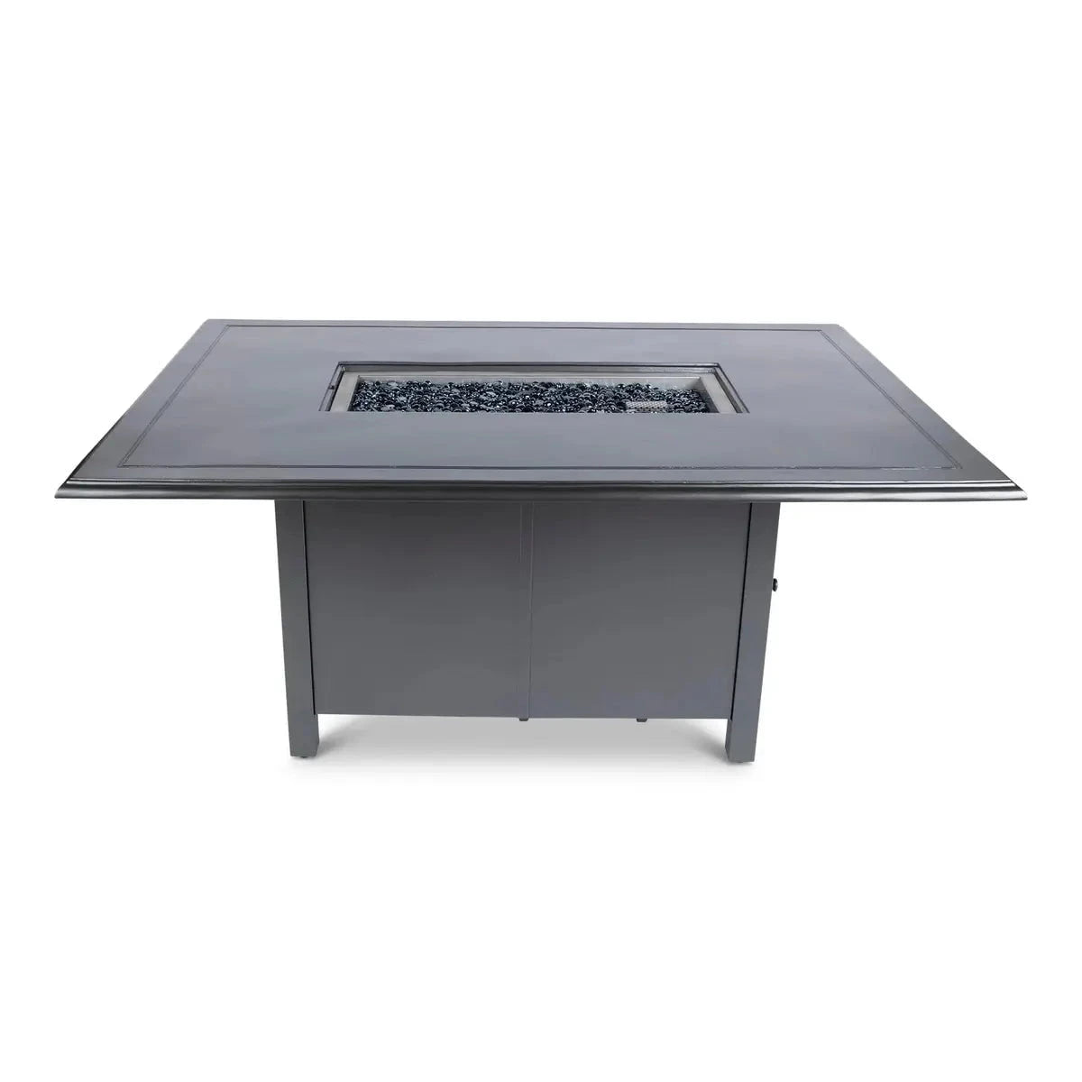 Woodard 42" x 60" Rectangular Chat Height Fire Table with Solid Cast with Beaded Edge Top in Pewter Finish image 0
