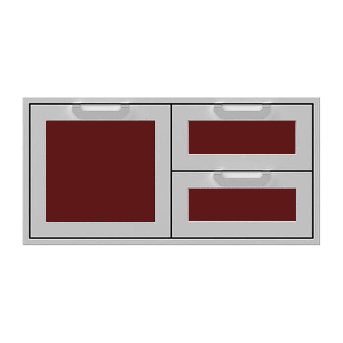 Hestan 42-Inch Double Drawer and Storage Door Combination w/ Recessed Marquise Accent Panel in Burgundy - AGSDR42-BG image 0