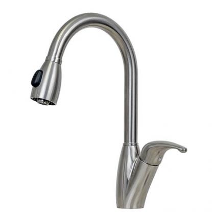 E2 Stainless Kitchen Faucet 100% Solid Cast T304 Commercial Grade Brushed Stainless Steel with Single Lever and Pull Down Sprayer - KPS3030-M- (Hampton) image 0