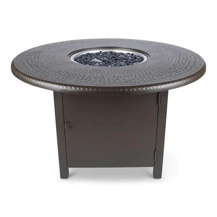 Woodard 48" Round Hammered Dining Fire Table in Aztec Bronze image 0