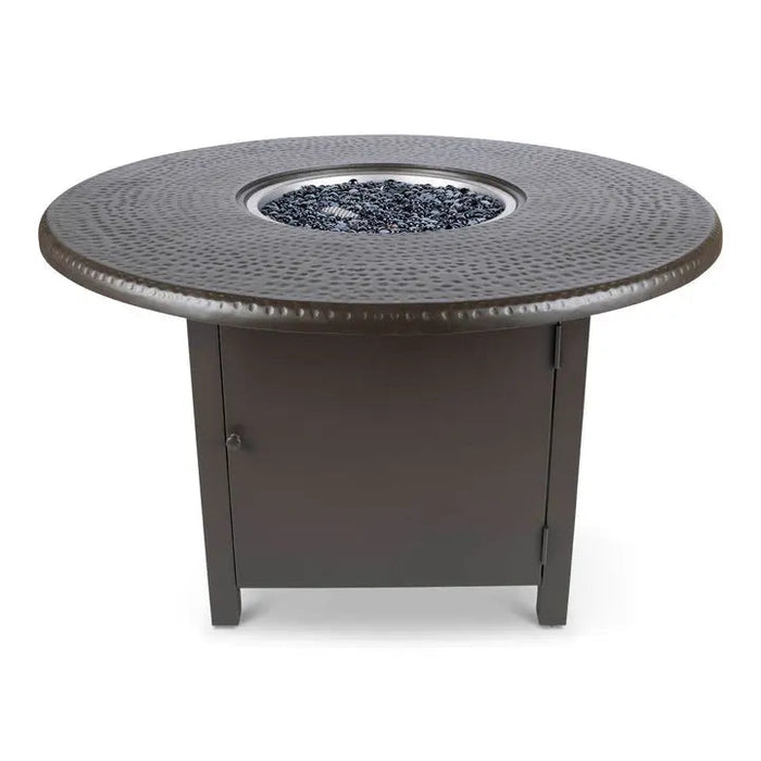 Woodard 48" Round Hammered Dining Fire Table in Aztec Bronze image 0