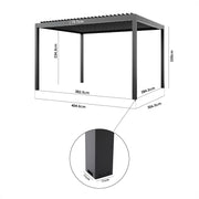 PergoSTET Pro Frame Only 3m x 4m Rectangular Pergola with LED Lighting in Grey image 1