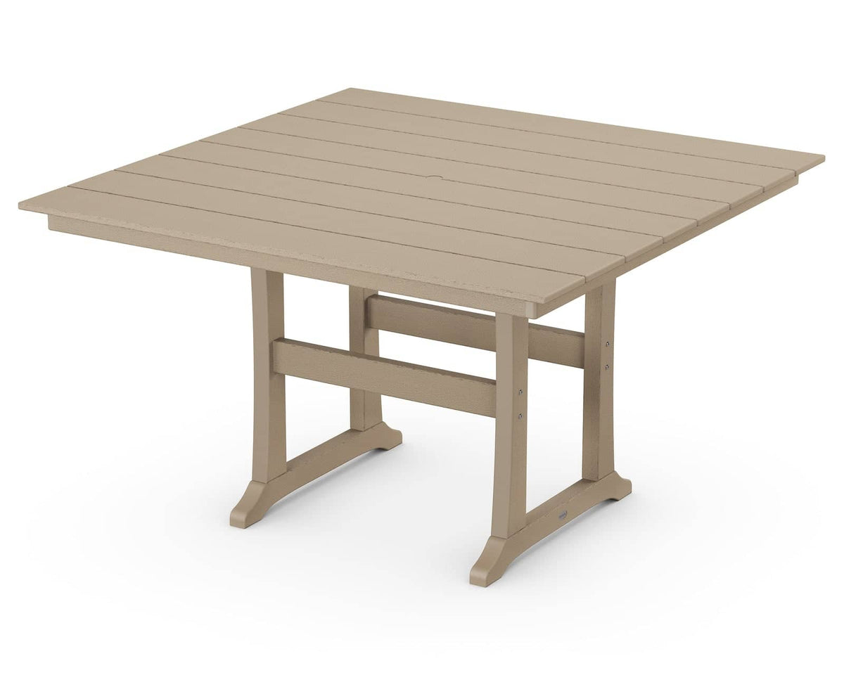 POLYWOOD Farmhouse 59" Square Trestle Counter Table in Vintage Sahara image 0