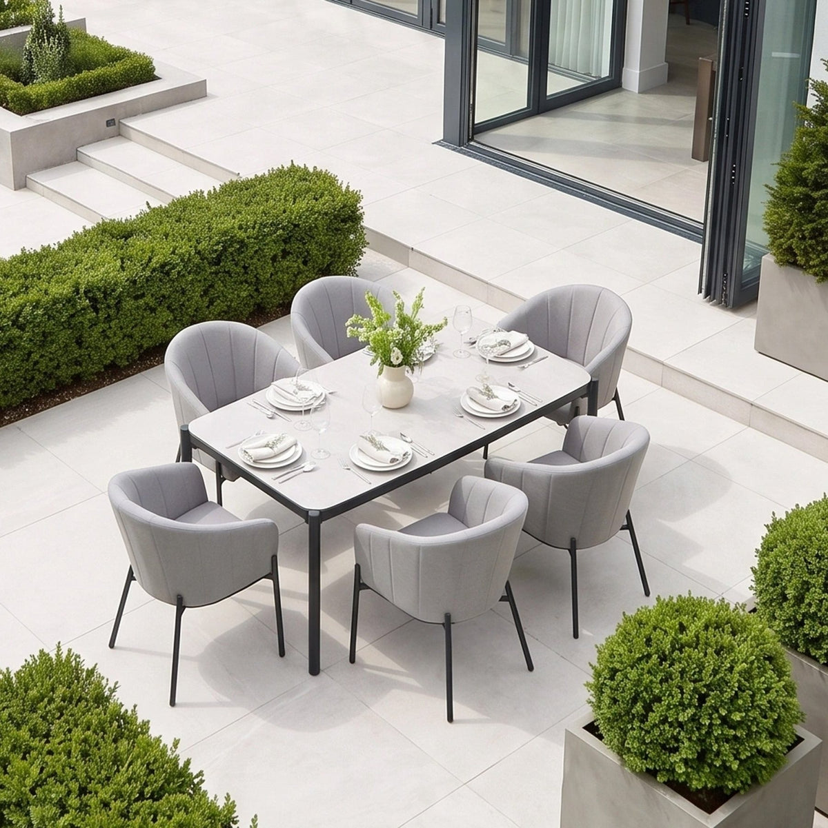 Kai 6 Seat Rectangular Dining Set in Light Grey image 0