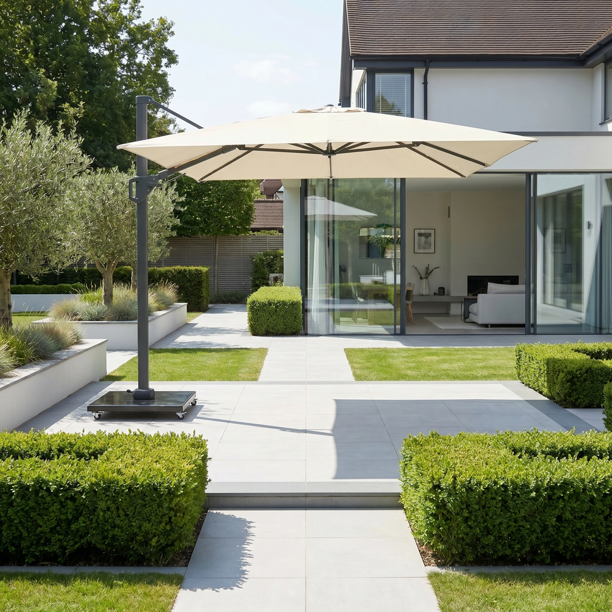 Challenger T2  3.5m x 2.6m Rectangular Cantilever Parasol in Champagne with 90kg Granite Base image 0
