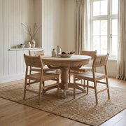 Amberley 4 Seat Round Extending Dining Set with Marlow Woven Dining Chair in Light Oak image 0