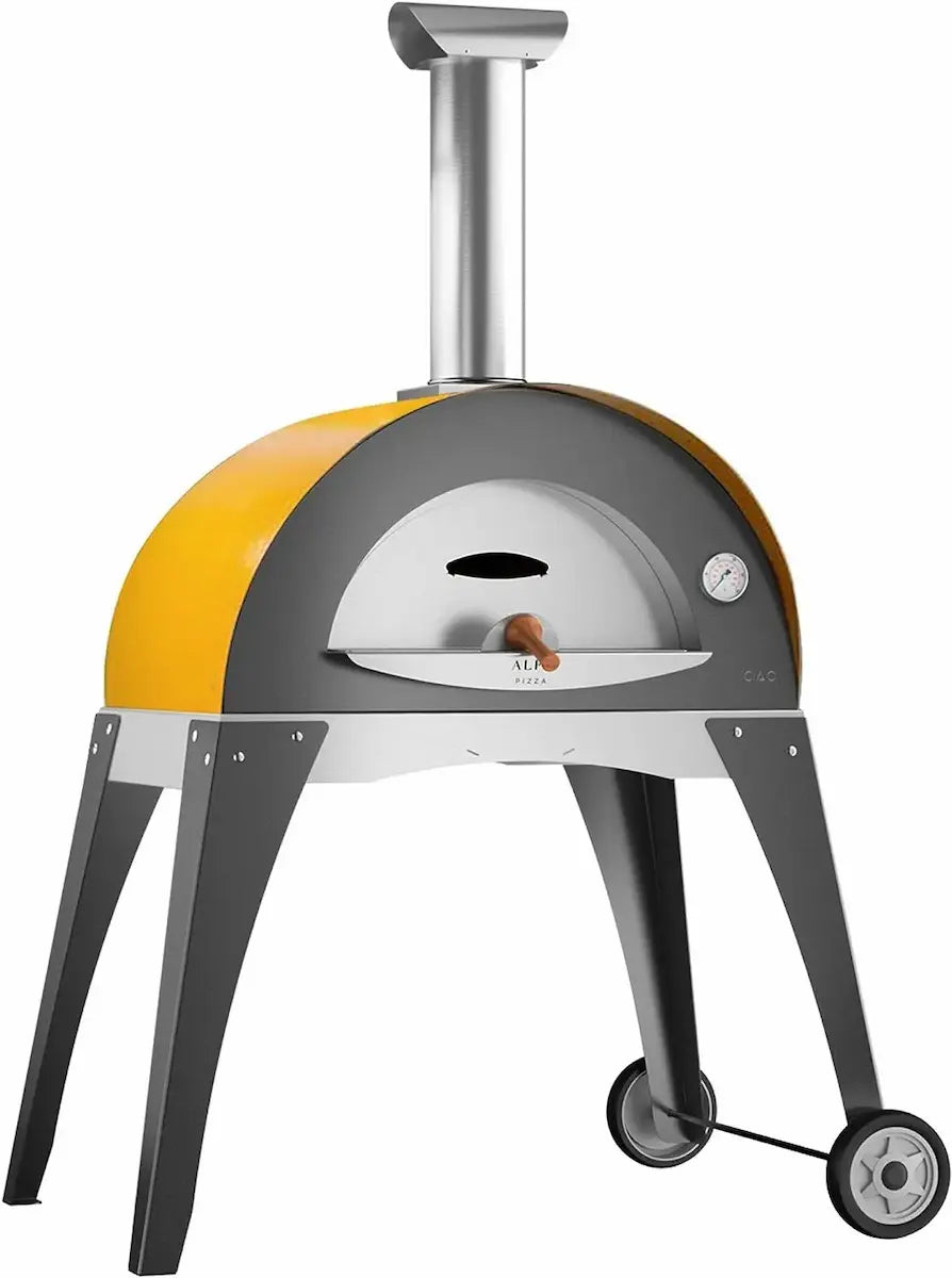 Alfa Ciao Wood Fired Oven in Fire Yellow with Grey Base image 0