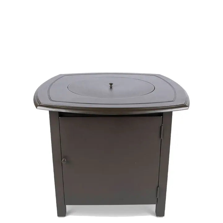 Woodard 35" Square Round Solid Cast with Beaded Edge Dining Fire Table in Aztec Bronze image 0