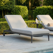 Luna Outdoor Fabric Sun Lounger in Oyster Grey (Ex Display) image 1