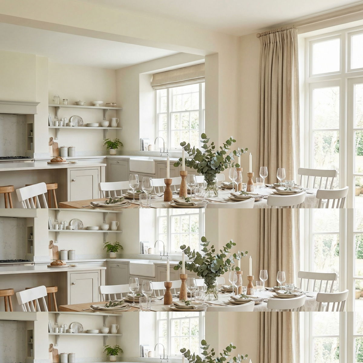 Burford 8 Seat Extending Dining Set with Spindleback Dining and Armchairs in Warm White image 0
