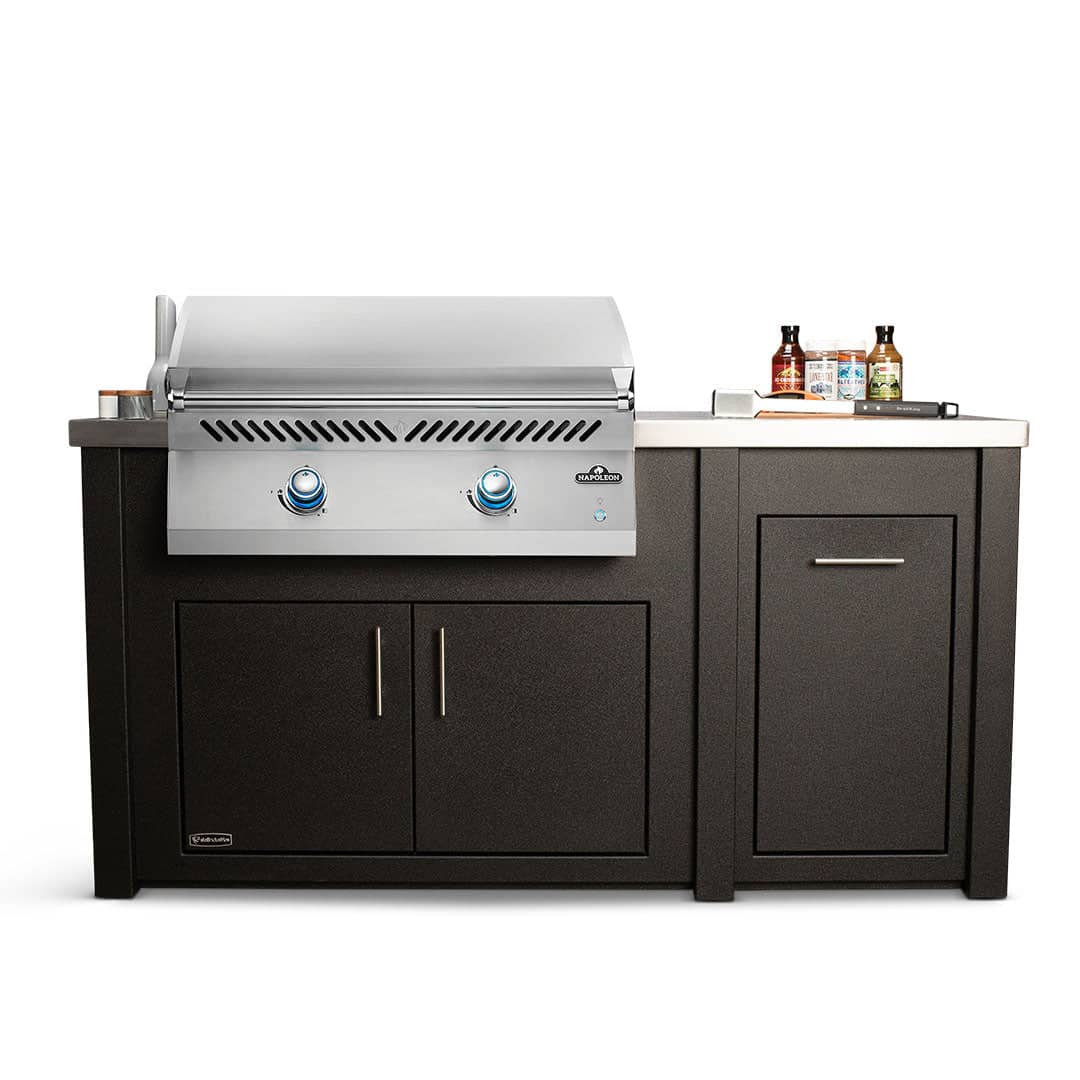 All Things BBQ Custom 71" Grill Island with Napoleon BIG32FT Griddle — Graphite Cabinet, Stainless Countertop image 0