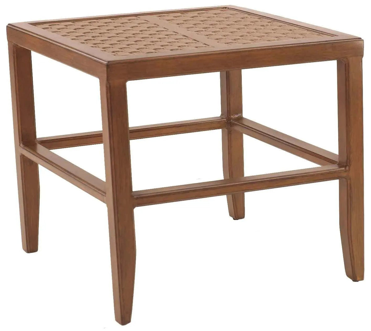 Castelle Transitional 20" Square Side Table with Live Edge Mahogany Top and Antique Walnut Finish image 0