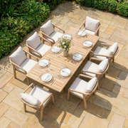 Quay 8 Seat Rectangular Dining Set In Linen image 1