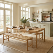 Marlow 8 Seat Dining Set with Woven Benches in Light Oak image 0