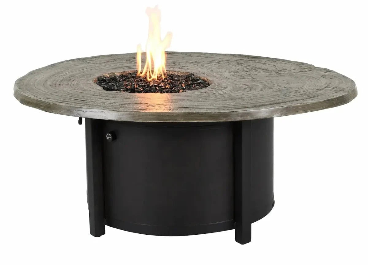 Castelle Nature's Wood Oblong Fire Pit Coffee Table with Natural Weathered Wood Top and Antique Dark Rum Finish on Base image 0
