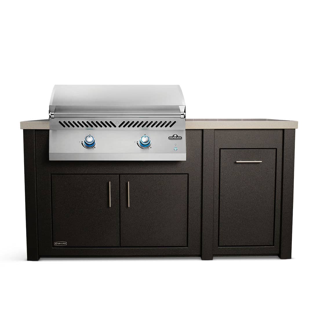 All Things BBQ Custom 71" Grill Island with Napoleon BIG32FT Griddle — Graphite Cabinet, Concrete Style Countertop image 0