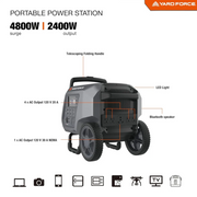 Yard Force Portable Power Station 2400-Watt Continuous 4800-Watt Peak, Bluetooth speaker, WIFI connection, Wireless Charging, RV 30A plug, LED light image 6