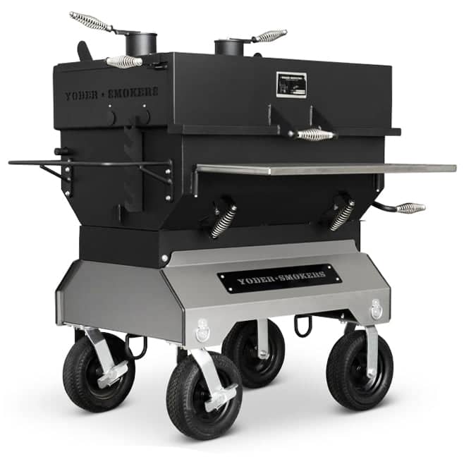 Yoder Smokers 24x36 Flat Top Adjustable Charcoal Grill on Competition Cart image 0